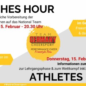 TEAM GERMANY Performance Cheer Freestyle Pom – Einladung zur Athletes & Coaches Hour TEAM GERMANY Performance Cheer Freestyle Pom – Einladung zur Athletes & Coaches Hour