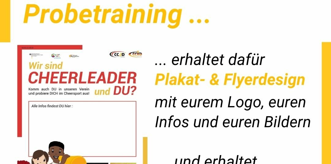 CCJugend: Probetraining, Plakat & Poms