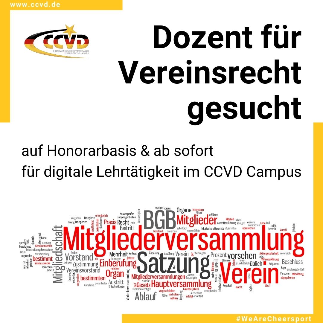 Dozent*in für Vereinsrecht (m/w/d) Dozent*in für Vereinsrecht (m/w/d)