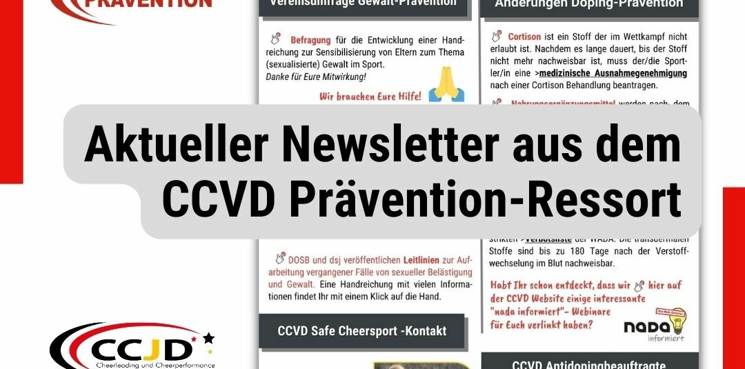 Infos aus dem CCVD Ressort für Prävention Infos aus dem CCVD Ressort für Prävention