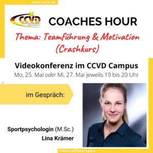 Coaches Hour zum Thema Teamführung & Motivation mit Sportpsychologin Lina Krämer Coaches Hour zum Thema Teamführung & Motivation mit Sportpsychologin Lina Krämer