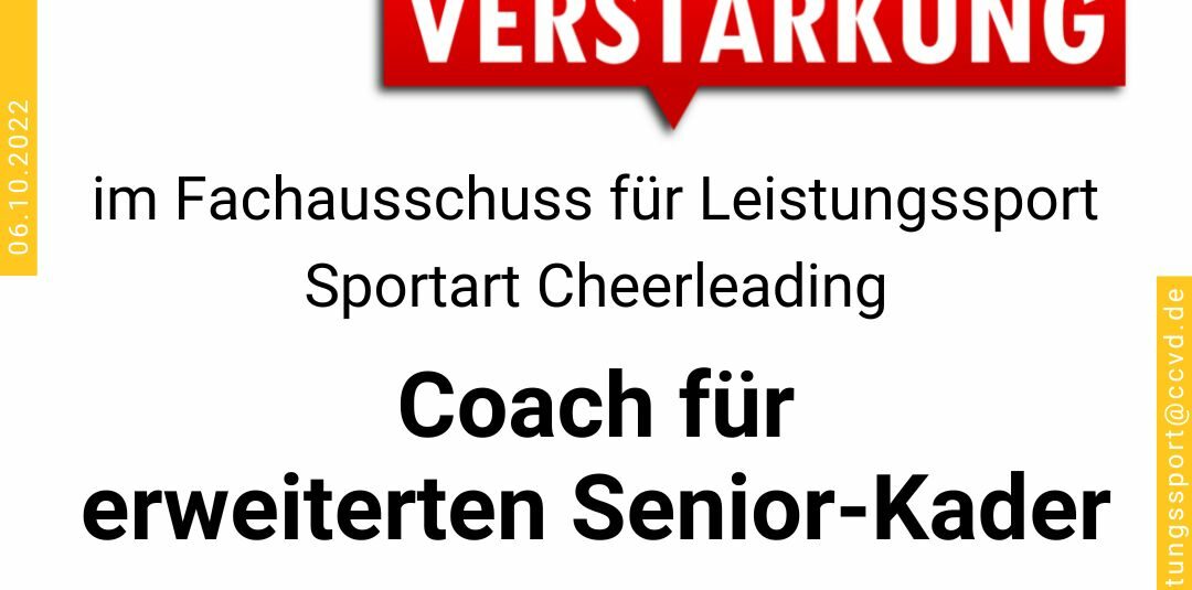 Coaches für erweiterten Bundeskader gesucht Coaches für erweiterten Bundeskader gesucht