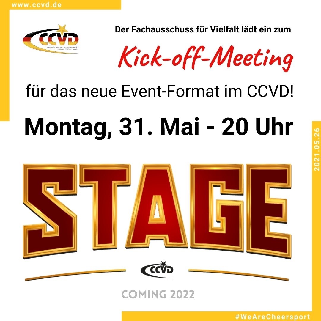 Der CCVD Fachausschuss für Vielfalt lädt zum Kick-off-Meeting für das neue STAGE-Format! Der CCVD Fachausschuss für Vielfalt lädt zum Kick-off-Meeting für das neue STAGE-Format!