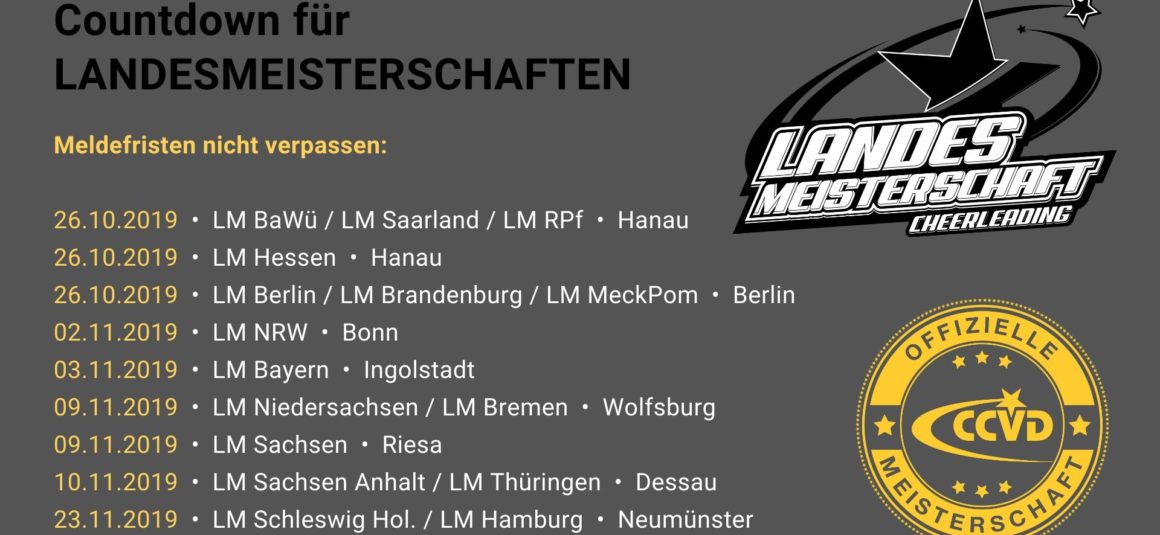 Landesmeisterschaften – Meldefristen nicht verpassen!